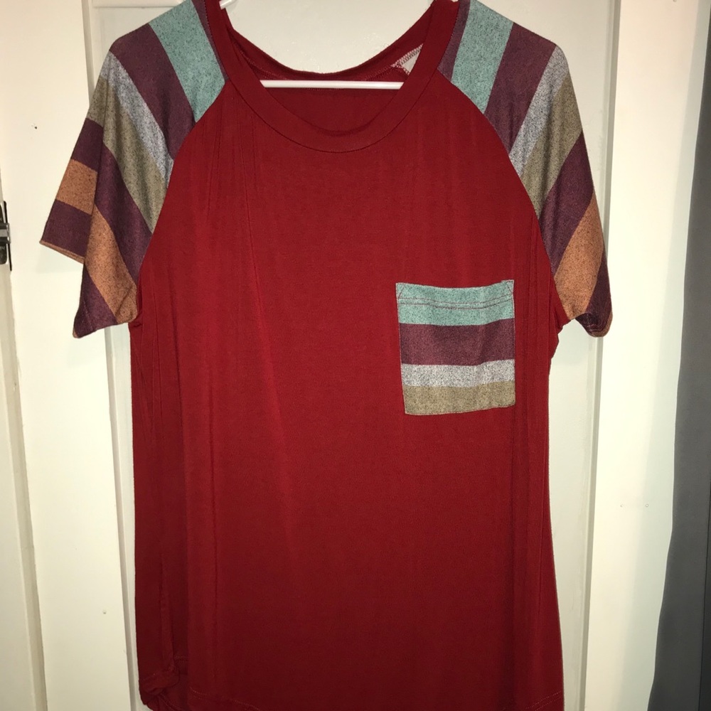 Red Short Sleeve Blouse